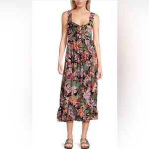 Roxy Paradise Winds Sleeveless Tropical Floral Printed A-Line Dress Size S NWT